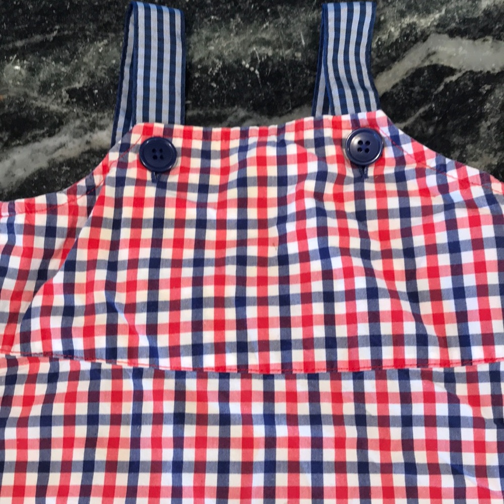 Baby Gap Vintage Rare Checkered dress white blue plaid flag & bloomers - Picture 3 of 8